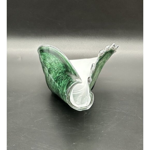 Art Glass Dish Green White Cased Shell 2006 Signed Ashtray Jewelry Jason T ? - Picture 5 of 10